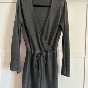 Cupshe Charcoal Long Sleeve Wrap Dress